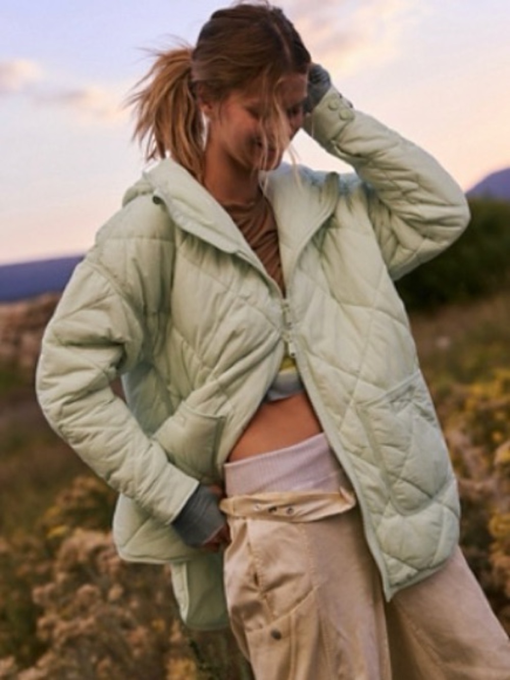 FP Movement Pippa Packable Puffer Jacket Bleached Melon XS